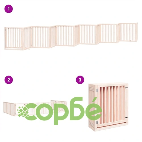 Сгъваема преграда за кучета с врата 12 панела 960 см топола ➤ топ цена ➤ sorbe.bg