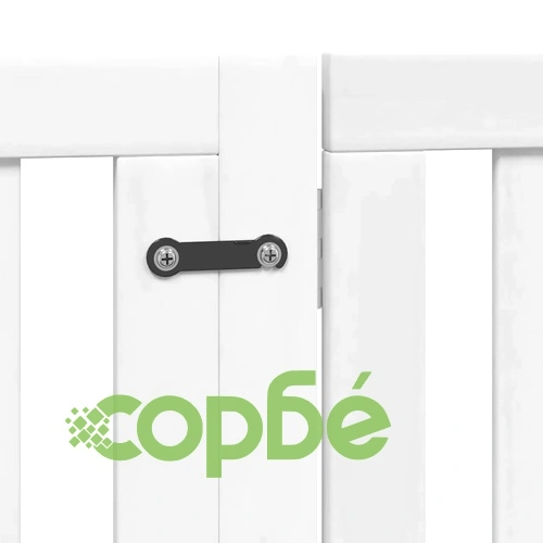 Сгъваема преграда за кучета с врата 8 панела бял 640 см топола ➤ топ цена ➤ sorbe.bg