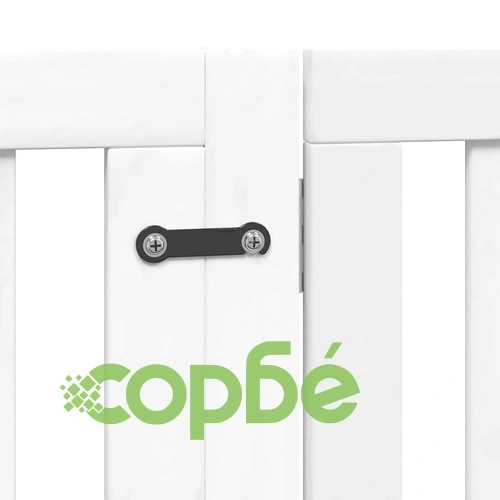 Сгъваема преграда за кучета с врата 6 панела бял 480 см топола ➤ топ цена ➤ sorbe.bg