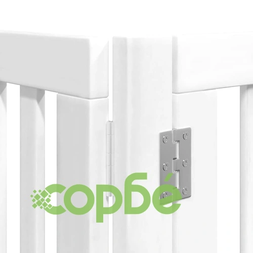 Сгъваема преграда за кучета с врата 6 панела бял 480 см топола ➤ топ цена ➤ sorbe.bg