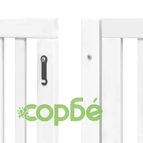 Сгъваема преграда за кучета с врата 8 панела бял 640 см топола ➤ топ цена ➤ sorbe.bg