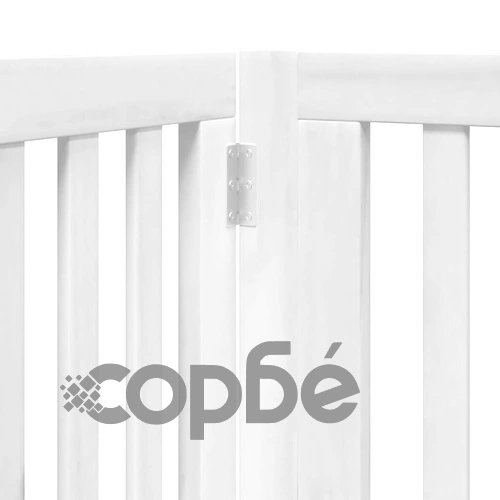 Сгъваема преграда за кучета с врата 8 панела бял 640 см топола ➤ топ цена ➤ sorbe.bg