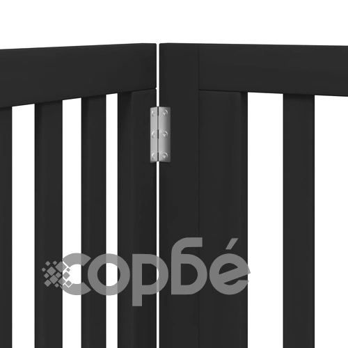 Сгъваема преграда за куче с врата 8 панела черна 640 см топола ➤ топ цена ➤ sorbe.bg