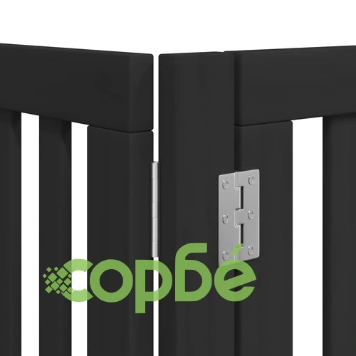 Сгъваема преграда за куче с врата 8 панела черна 640 см топола ➤ топ цена ➤ sorbe.bg