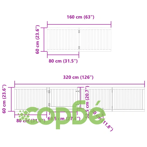 Сгъваема преграда за куче с врата 8 панела черна 640 см топола ➤ топ цена ➤ sorbe.bg