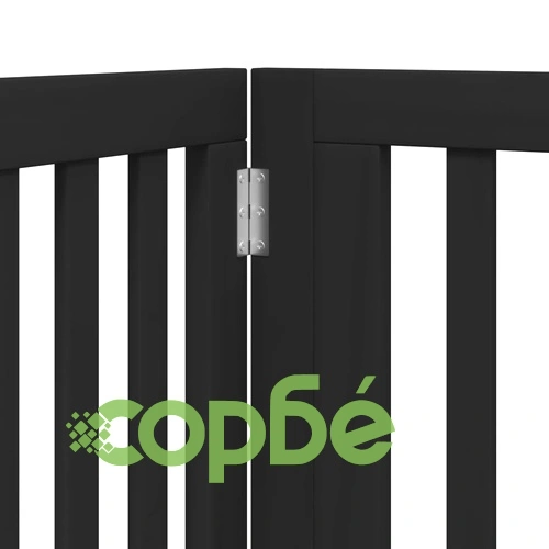 Сгъваема преграда за куче с врата 12 панела черна 960 см топола ➤ топ цена ➤ sorbe.bg