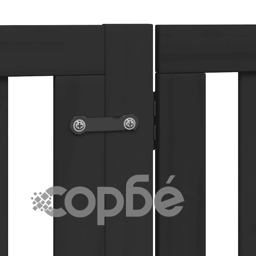 Сгъваема преграда за куче с врата 8 панела черна 640 см топола ➤ топ цена ➤ sorbe.bg