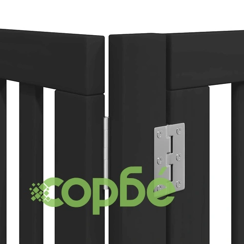 Сгъваема преграда за куче с врата 8 панела черна 640 см топола ➤ топ цена ➤ sorbe.bg