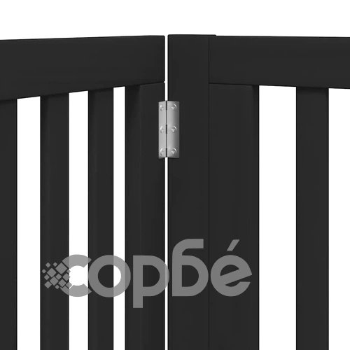 Сгъваема преграда за куче с врата 10 панела черна 800 см топола ➤ топ цена ➤ sorbe.bg