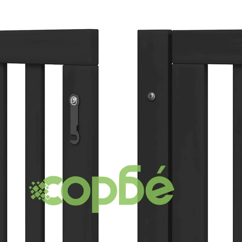 Сгъваема преграда за куче с врата 10 панела черна 800 см топола ➤ топ цена ➤ sorbe.bg