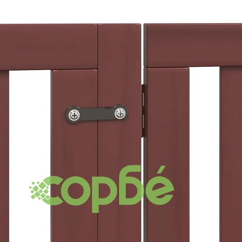 Сгъваема преграда за куче с врата 6 панела кафява 480 см топола ➤ топ цена ➤ sorbe.bg