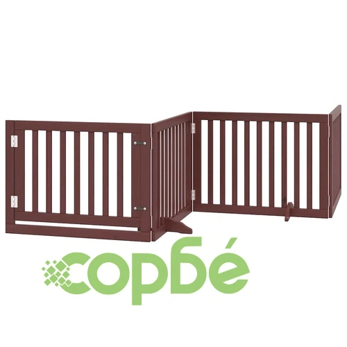 Сгъваема преграда за куче с врата 10 панела кафяв 800 см топола ➤ топ цена ➤ sorbe.bg