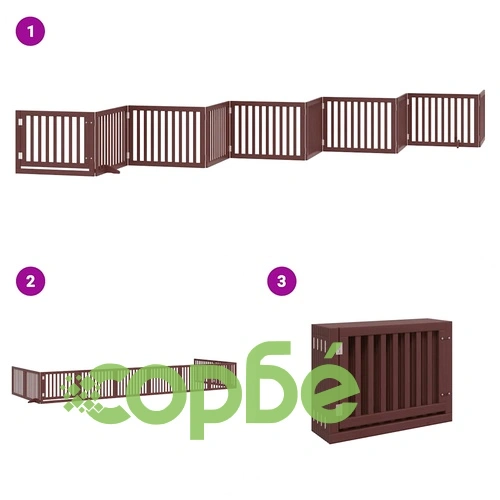 Сгъваема преграда за куче с врата 10 панела кафяв 800 см топола ➤ топ цена ➤ sorbe.bg