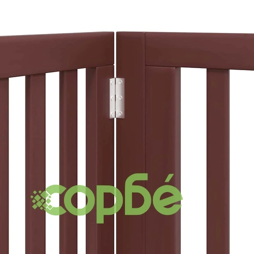 Сгъваема преграда за куче с врата 10 панела кафяв 800 см топола ➤ топ цена ➤ sorbe.bg