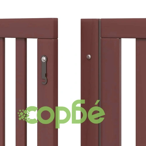 Сгъваема преграда за куче с врата 10 панела кафяв 800 см топола ➤ топ цена ➤ sorbe.bg