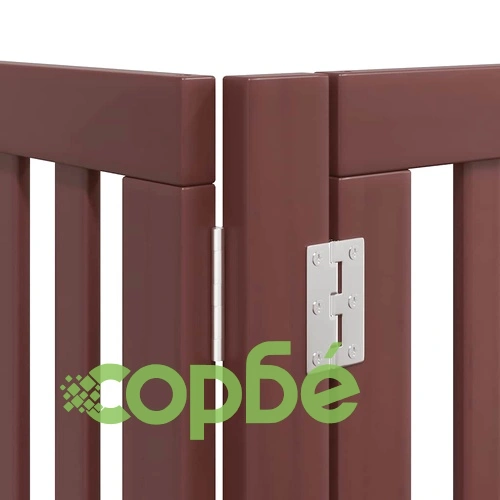 Сгъваема преграда за куче с врата 10 панела кафяв 800 см топола ➤ топ цена ➤ sorbe.bg