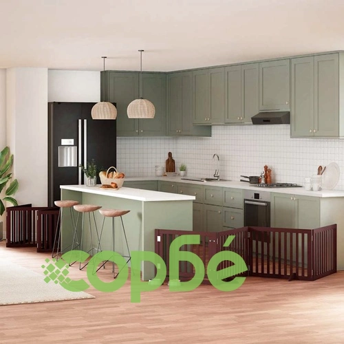 Сгъваема преграда за куче с врата 10 панела кафяв 800 см топола ➤ топ цена ➤ sorbe.bg