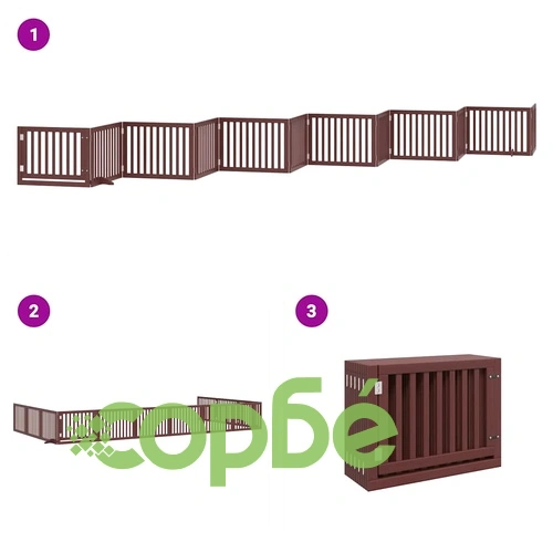 Сгъваема преграда за куче с врата 12 панела кафяв 960 см топола ➤ топ цена ➤ sorbe.bg