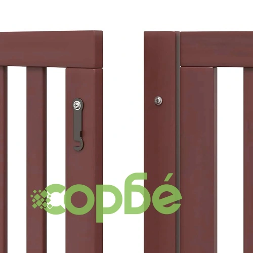 Сгъваема преграда за куче с врата 8 панела кафява 640 см топола ➤ топ цена ➤ sorbe.bg