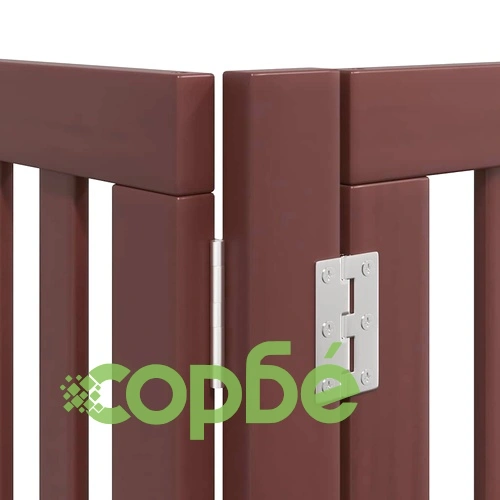 Сгъваема преграда за куче с врата 8 панела кафява 640 см топола ➤ топ цена ➤ sorbe.bg