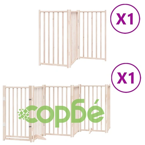 Сгъваема преграда за кучета с врата 9 панела 450 см топола ➤ топ цена ➤ sorbe.bg