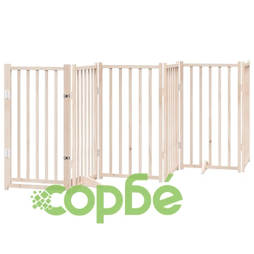 Сгъваема преграда за кучета с врата 9 панела 450 см топола ➤ топ цена ➤ sorbe.bg