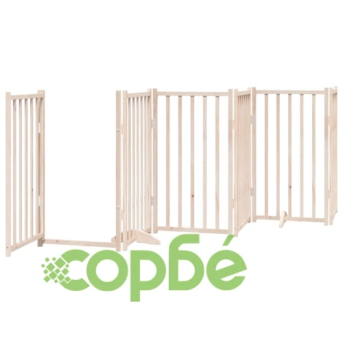 Сгъваема преграда за кучета с врата 15 панела 750 см топола ➤ топ цена ➤ sorbe.bg