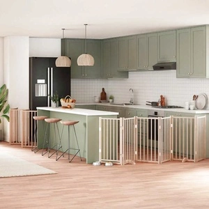 Сгъваема преграда за кучета с врата 15 панела 750 см топола