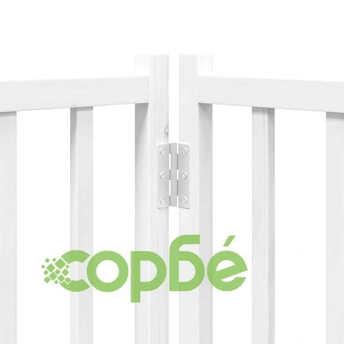 Сгъваема преграда за кучета с врата 9 панела бял 450 см топола ➤ топ цена ➤ sorbe.bg
