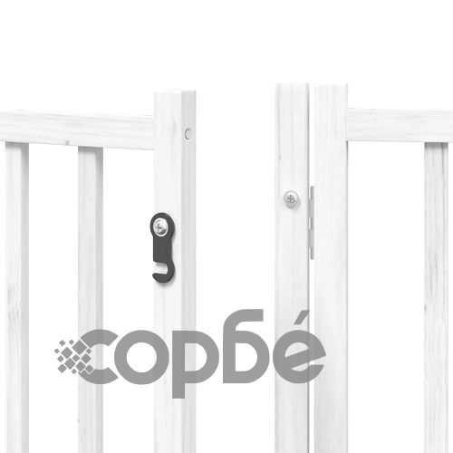 Сгъваема преграда за кучета с врата 9 панела бял 450 см топола ➤ топ цена ➤ sorbe.bg