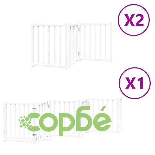 Сгъваема преграда за кучета с врата 12 панела бял 600 см топола ➤ топ цена ➤ sorbe.bg