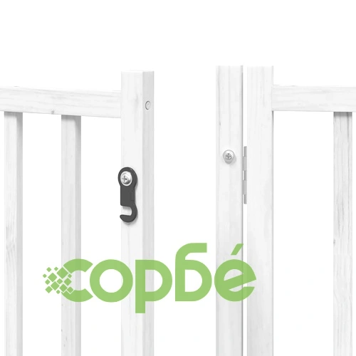 Сгъваема преграда за кучета с врата 12 панела бял 600 см топола ➤ топ цена ➤ sorbe.bg