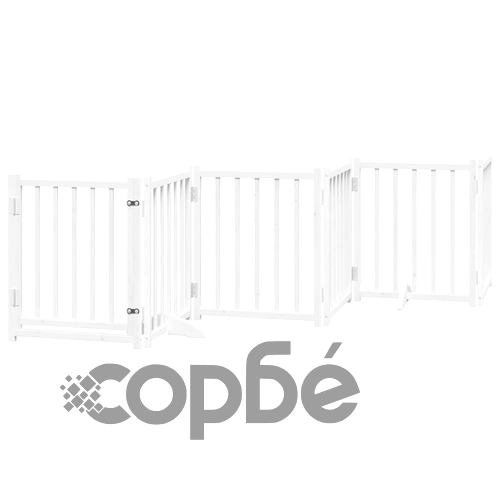 Сгъваема преграда за кучета с врата 15 панела бял 750 см топола ➤ топ цена ➤ sorbe.bg