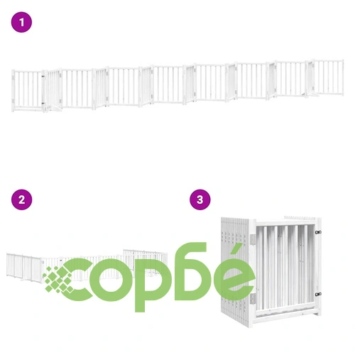 Сгъваема преграда за кучета с врата 15 панела бял 750 см топола ➤ топ цена ➤ sorbe.bg