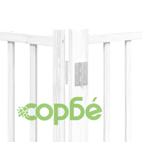 Сгъваема преграда за кучета с врата 15 панела бял 750 см топола ➤ топ цена ➤ sorbe.bg