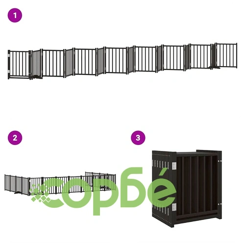 Сгъваема преграда за куче с врата 15 панела черна 750 см топола ➤ топ цена ➤ sorbe.bg