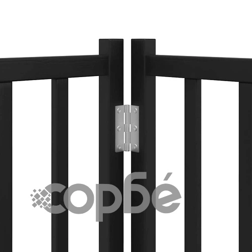 Сгъваема преграда за куче с врата 15 панела черна 750 см топола ➤ топ цена ➤ sorbe.bg