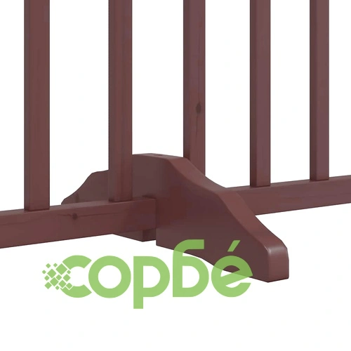 Сгъваема преграда за куче с врата 9 панела кафява 450 см топола ➤ топ цена ➤ sorbe.bg