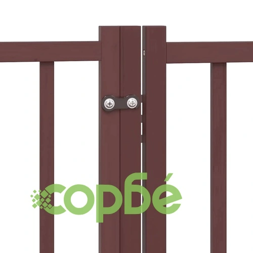 Сгъваема преграда за куче с врата 9 панела кафява 450 см топола ➤ топ цена ➤ sorbe.bg