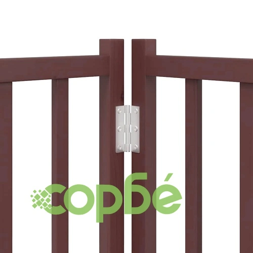 Сгъваема преграда за куче с врата 9 панела кафява 450 см топола ➤ топ цена ➤ sorbe.bg