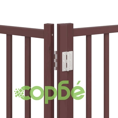 Сгъваема преграда за куче с врата 9 панела кафява 450 см топола ➤ топ цена ➤ sorbe.bg