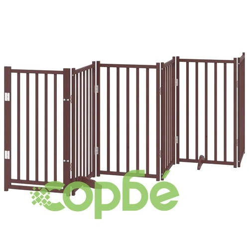 Сгъваема преграда за куче с врата 15 панела кафяв 750 см топола ➤ топ цена ➤ sorbe.bg