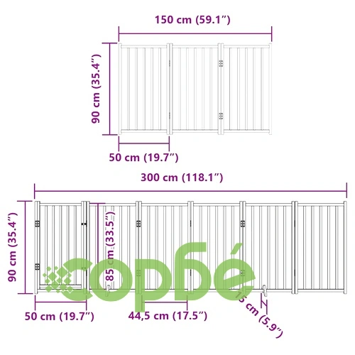 Сгъваема преграда за куче с врата 15 панела кафяв 750 см топола ➤ топ цена ➤ sorbe.bg
