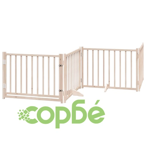 Сгъваема преграда за кучета с врата 8 панела 640 см топола ➤ топ цена ➤ sorbe.bg