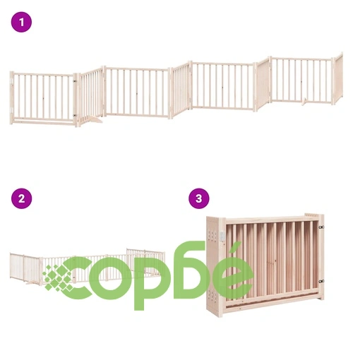 Сгъваема преграда за кучета с врата 8 панела 640 см топола ➤ топ цена ➤ sorbe.bg