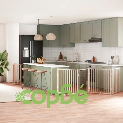 Сгъваема преграда за кучета с врата 6 панела 480 см топола ➤ топ цена ➤ sorbe.bg