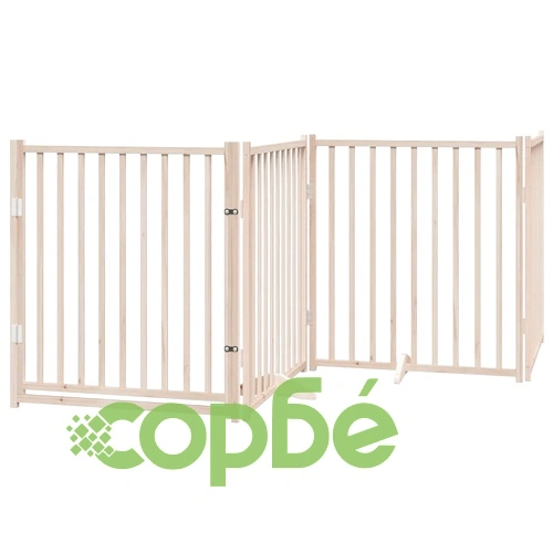 Сгъваема преграда за кучета с врата 8 панела 640 см топола ➤ топ цена ➤ sorbe.bg