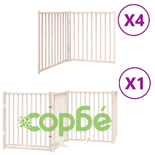 Сгъваема преграда за кучета с врата 12 панела 960 см топола ➤ топ цена ➤ sorbe.bg
