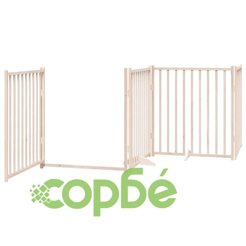 Сгъваема преграда за кучета с врата 12 панела 960 см топола ➤ топ цена ➤ sorbe.bg