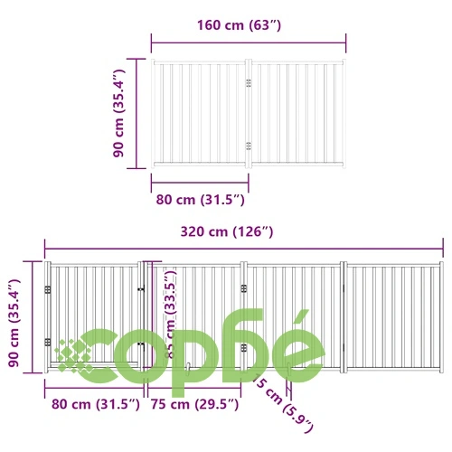 Сгъваема преграда за кучета с врата 12 панела 960 см топола ➤ топ цена ➤ sorbe.bg